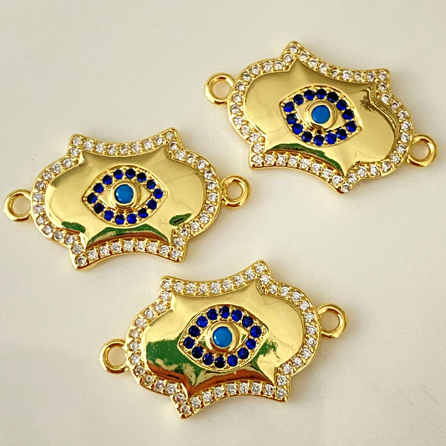 Pave evil eye connector for bracelets