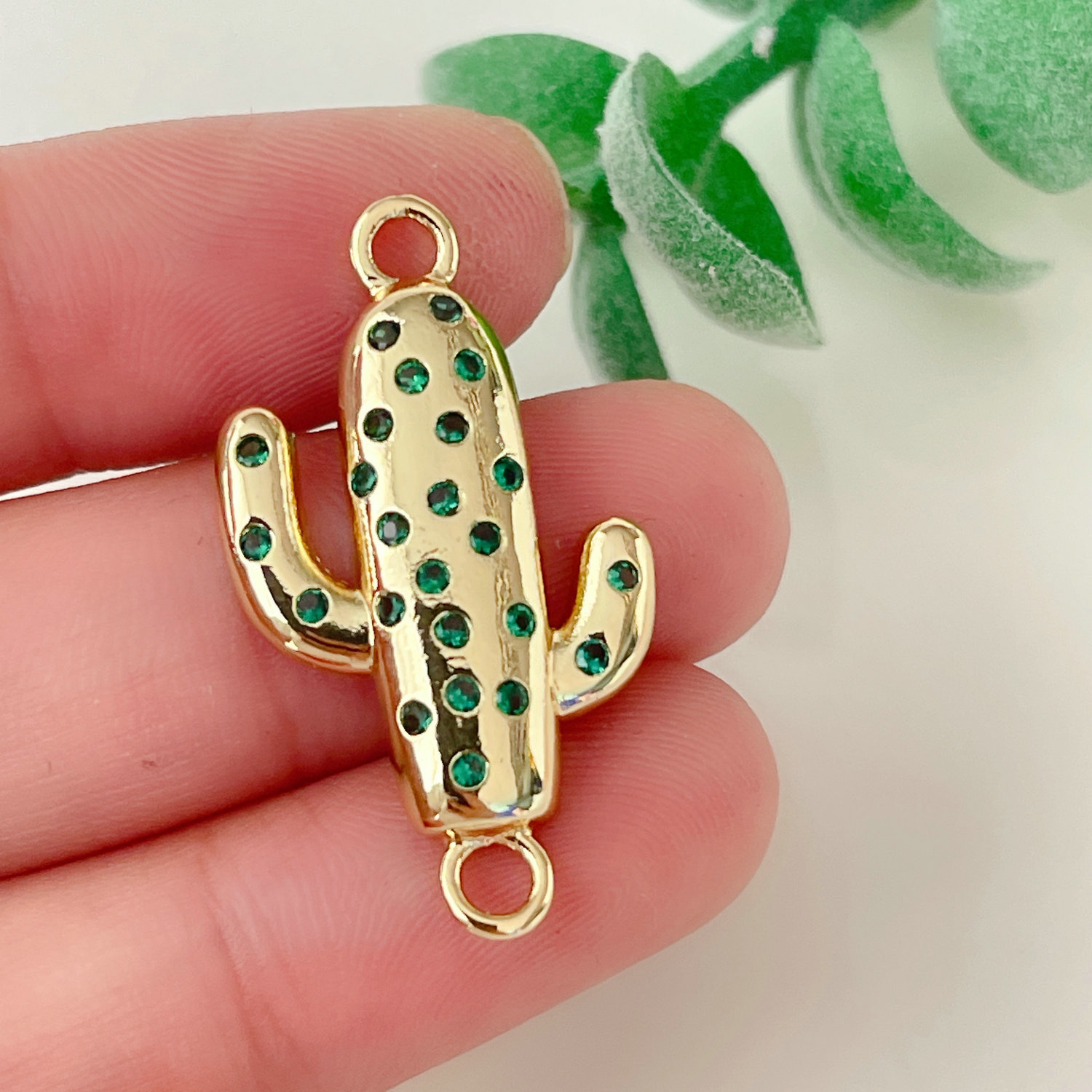 Pave cactus connector for bracelet