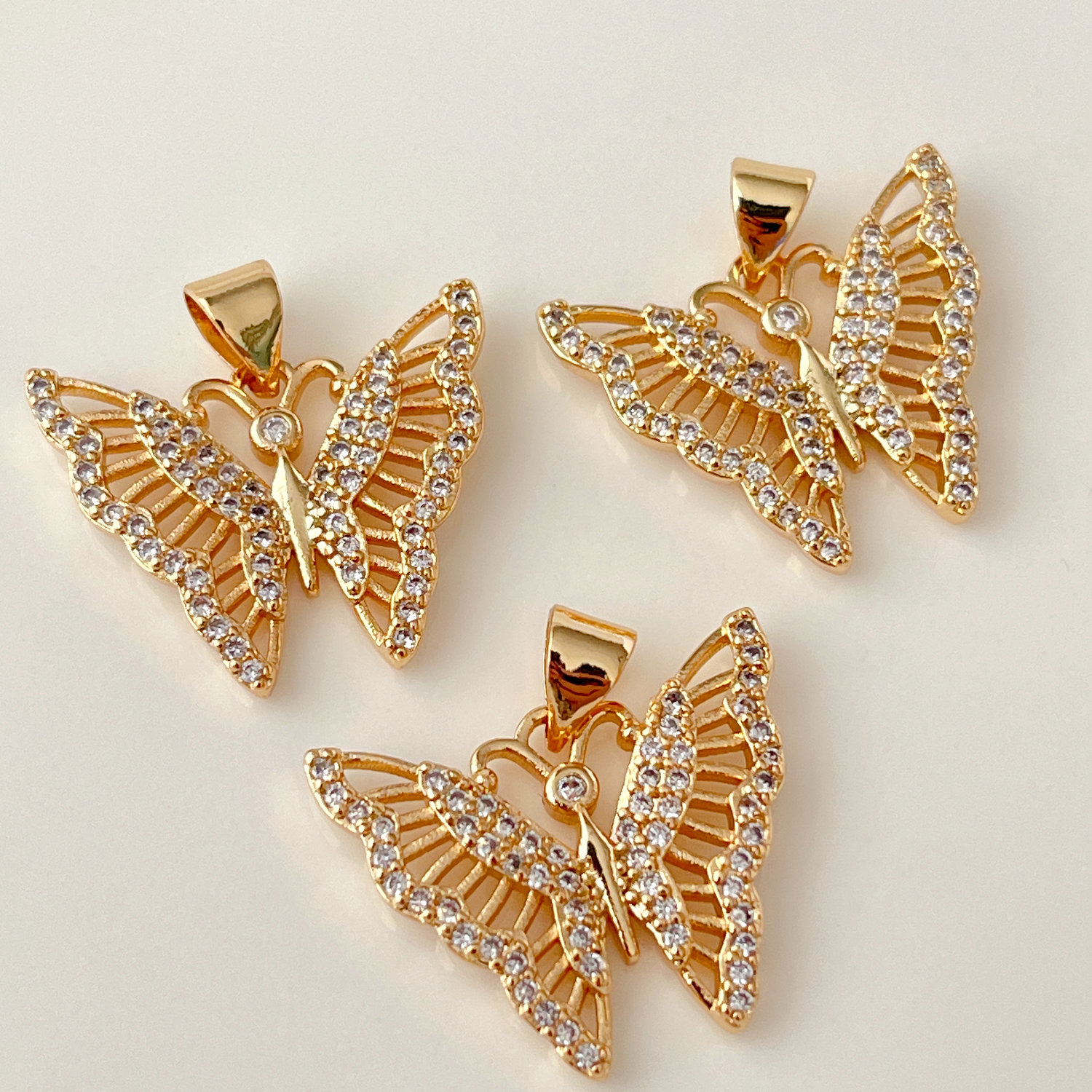 Pave Zircon Butterfly Charm