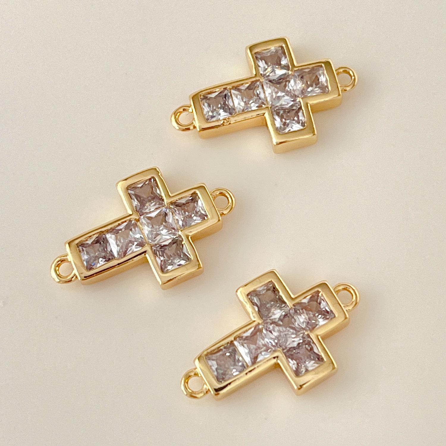 Pave cross connector for bracelet