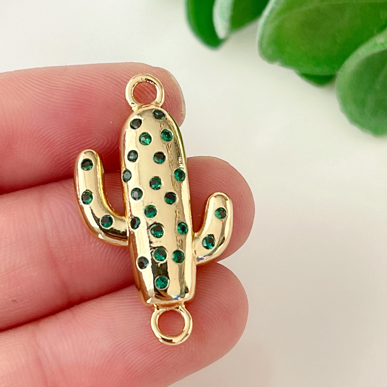 Pave cactus connector for bracelet