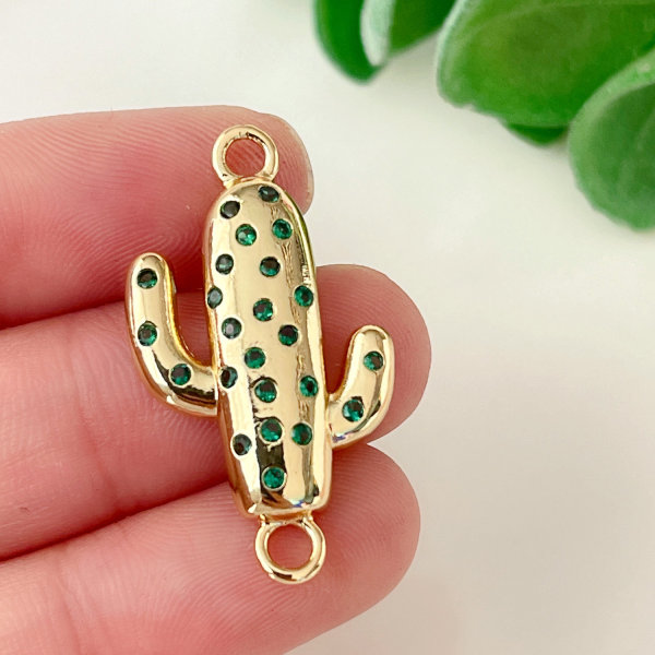 Pave cactus connector for bracelet