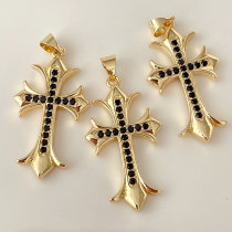 Black zircon cross charm
