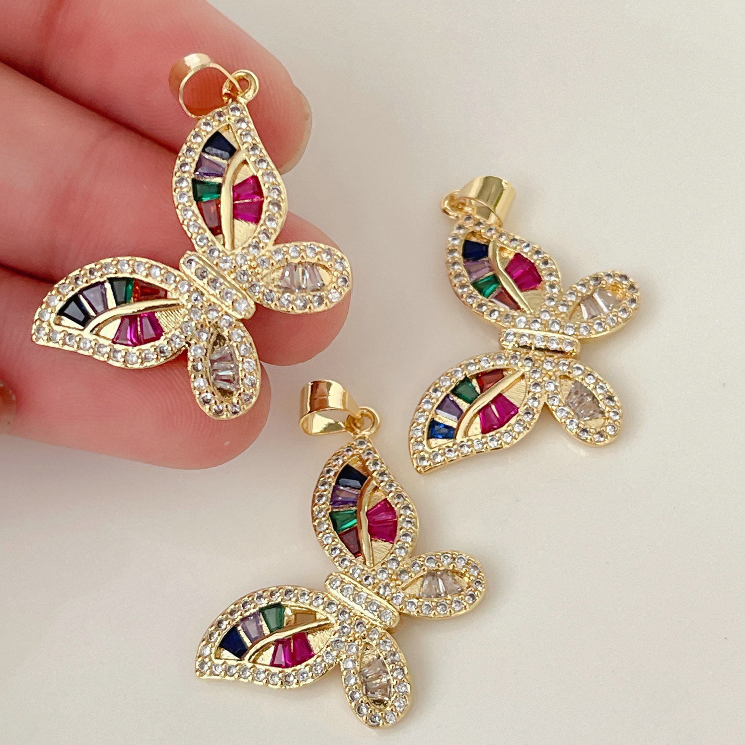Pave Colorful Butterfly Charm