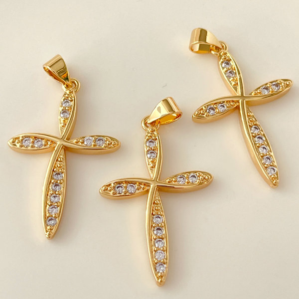 Pave cross charm