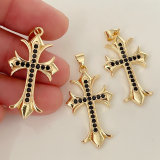 Black zircon cross charm