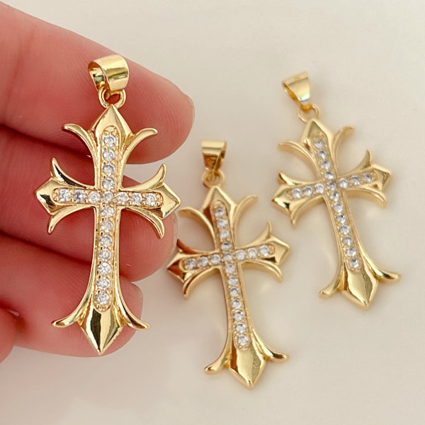 Pave cross charm