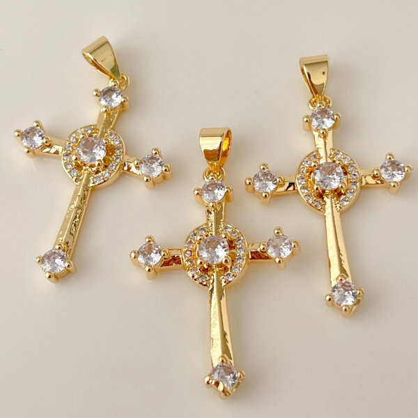 Pave cross charm