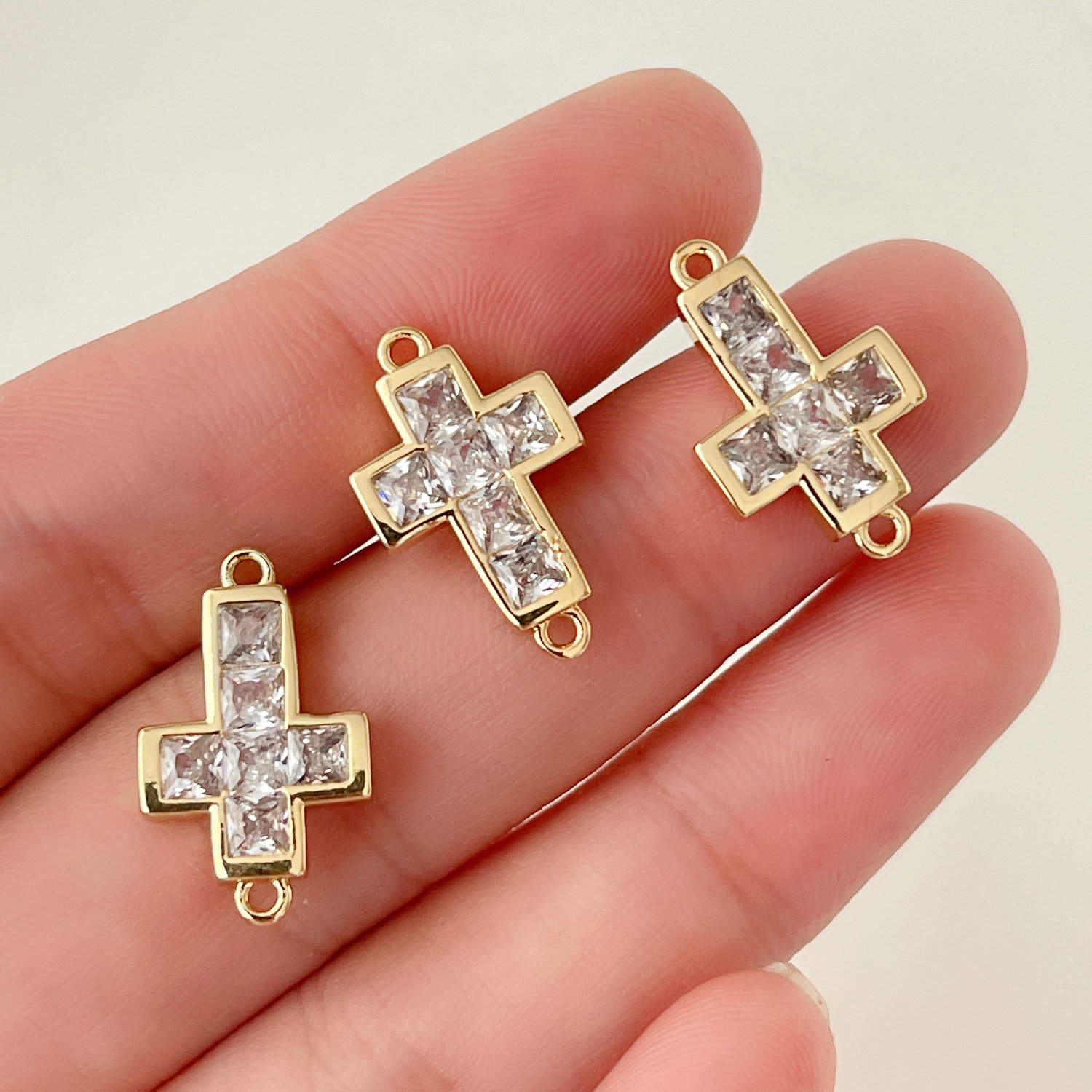 Pave cross connector for bracelet