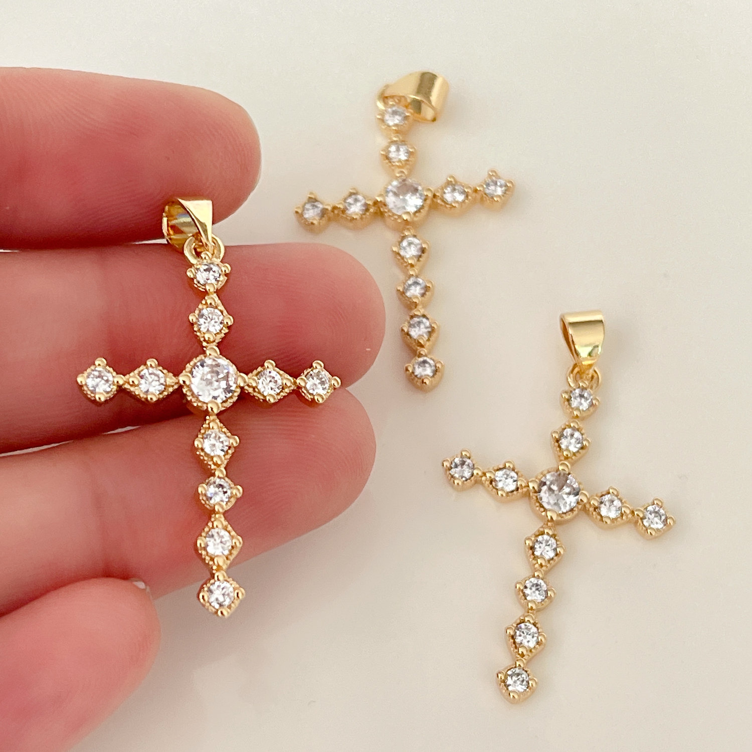 Zircon pave cross pendant