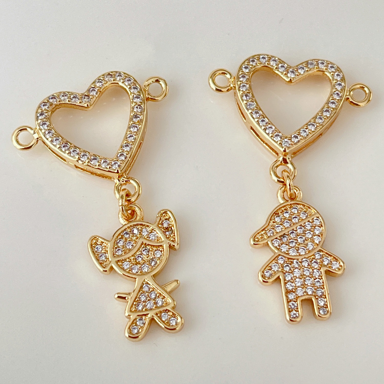 Girl and boy heart charm