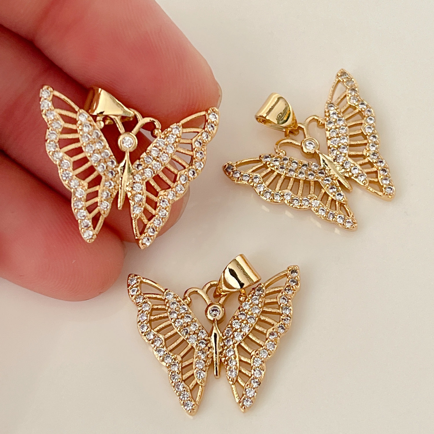 Pave Zircon Butterfly Charm