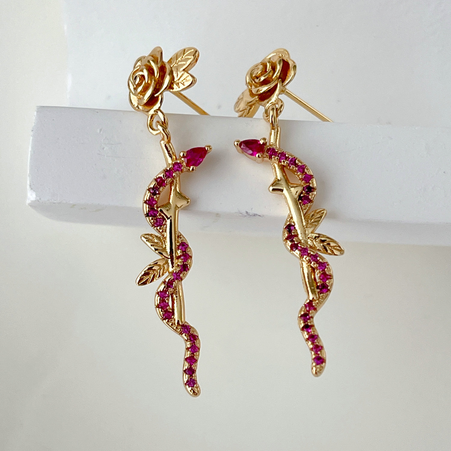 Pave snake earrings
