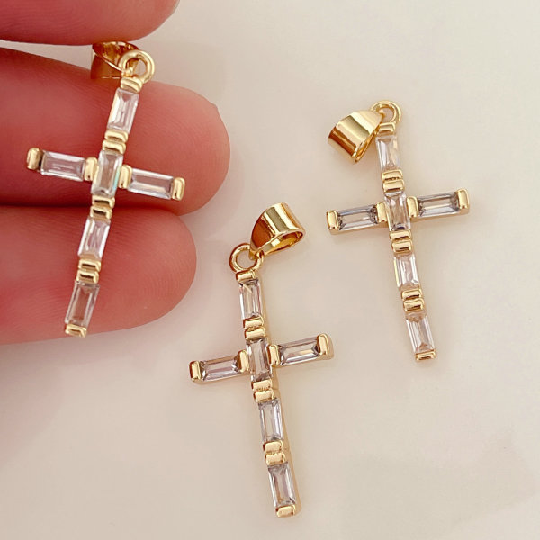 Pave cross charm