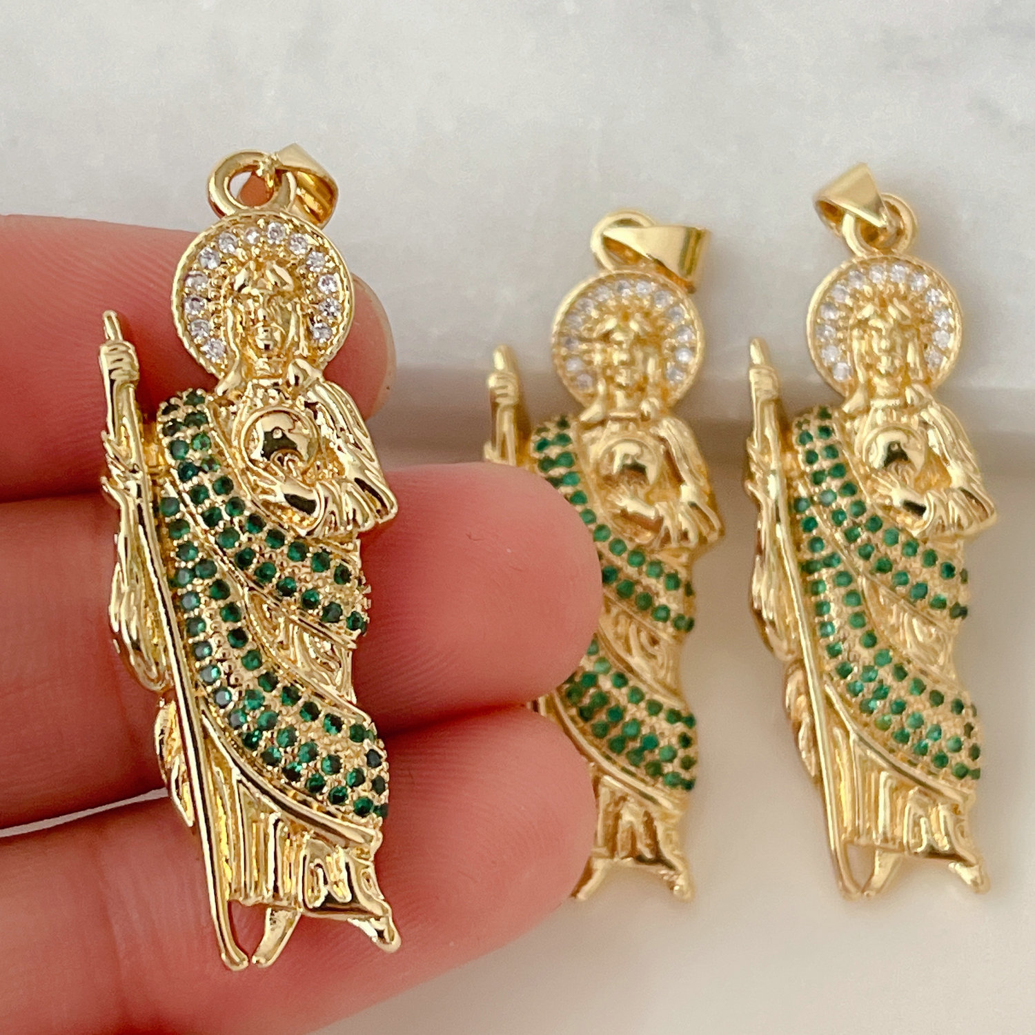 Pave Green Religion charm