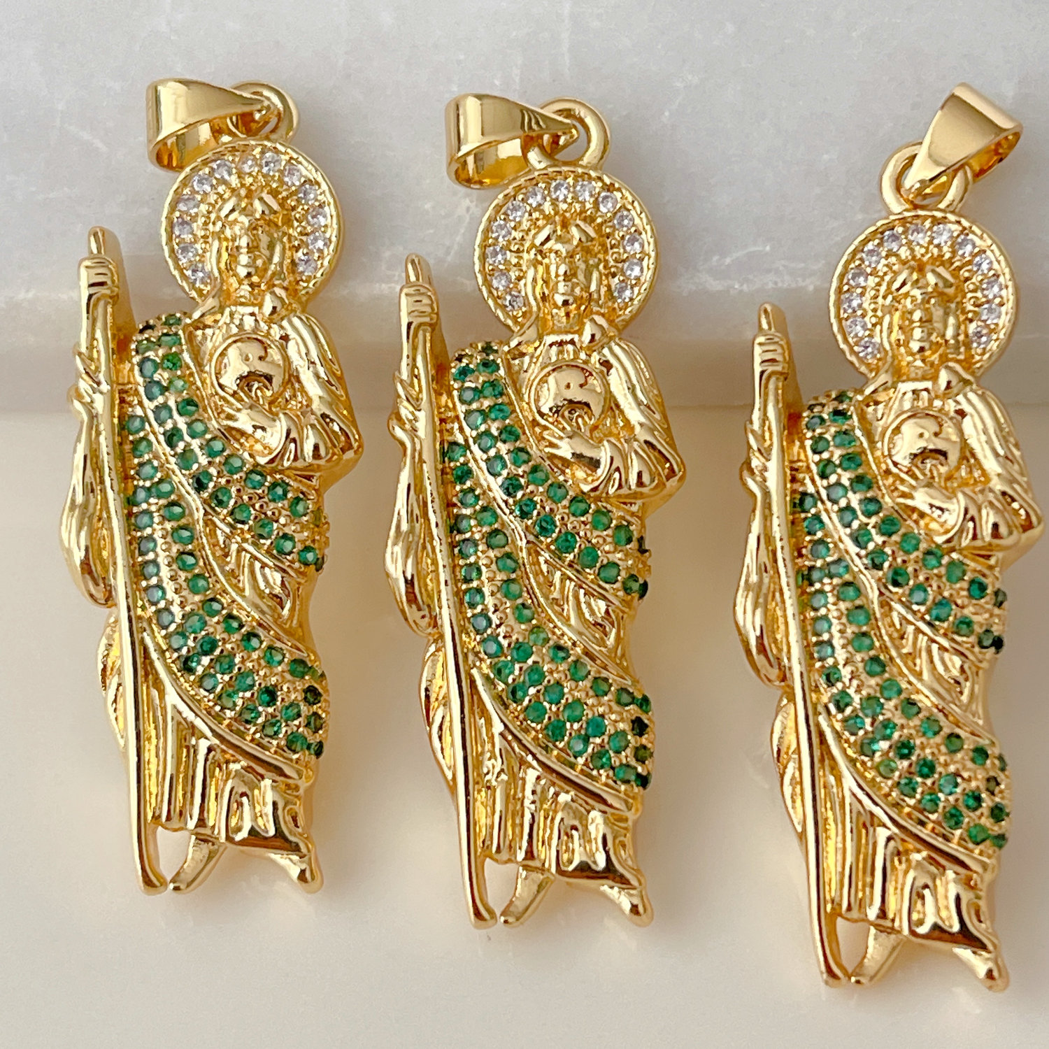 Pave Green Religion charm