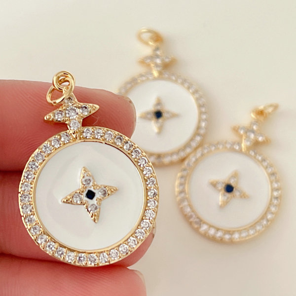 White enamel star charm
