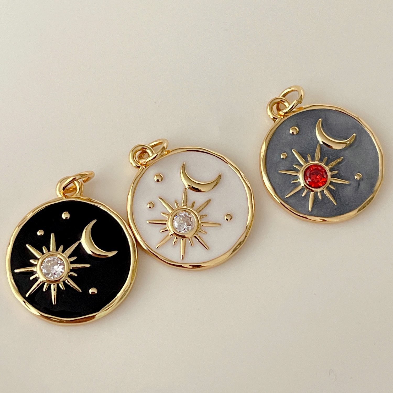 Enamel star moon charm