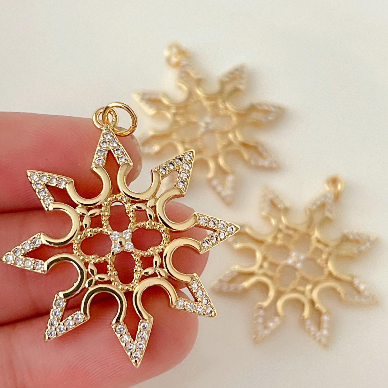 Pave snowflower charm