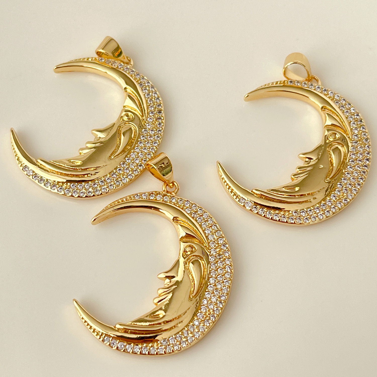 Pave moon charm