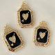 Black enamel heart charm