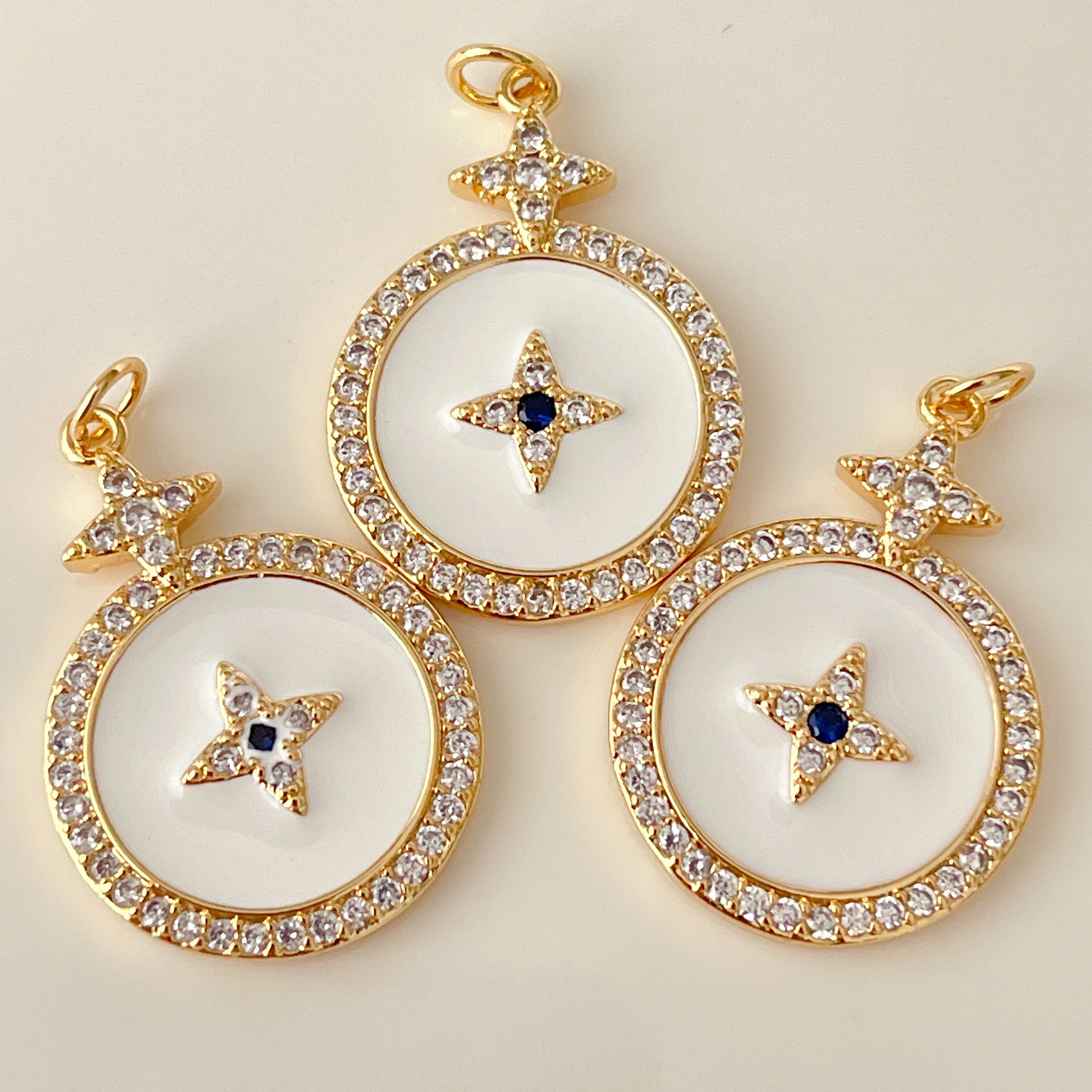 White enamel star charm