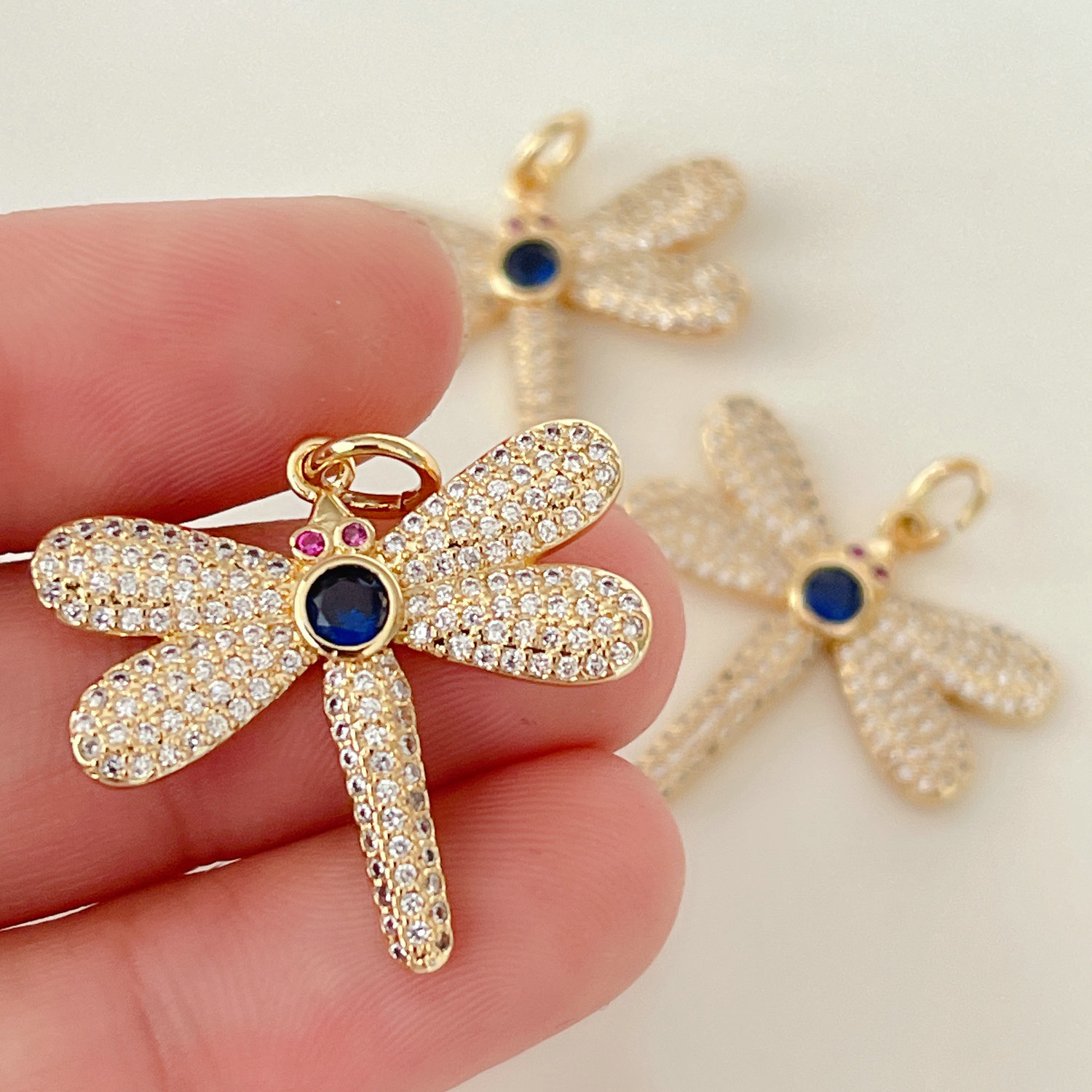 Pave dragonfly charm