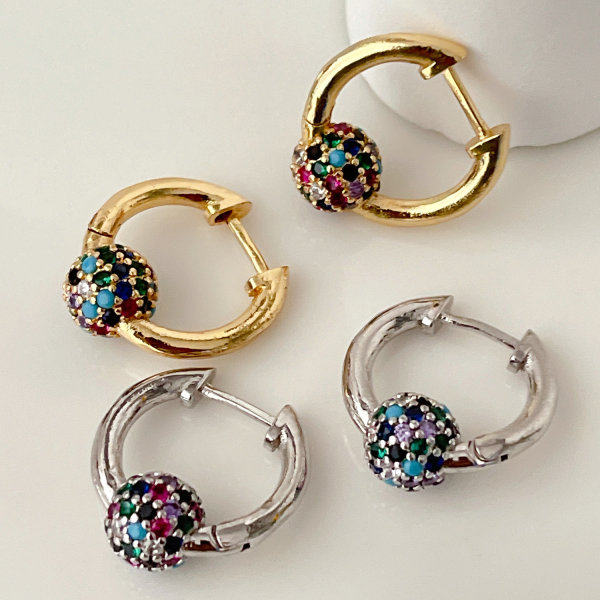 Multi colorful zircon ball hoops