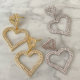 Pave big heart earrings