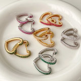 Pave zircon heart earrings