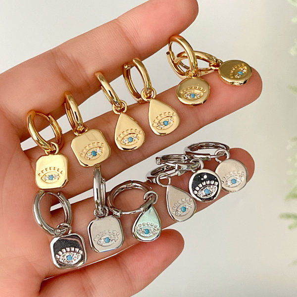 Hoops earring with eye charm