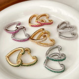 Pave zircon heart earrings