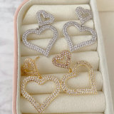 Pave big heart earrings