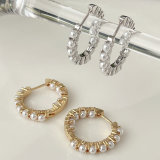 Small pearl hoop earrings