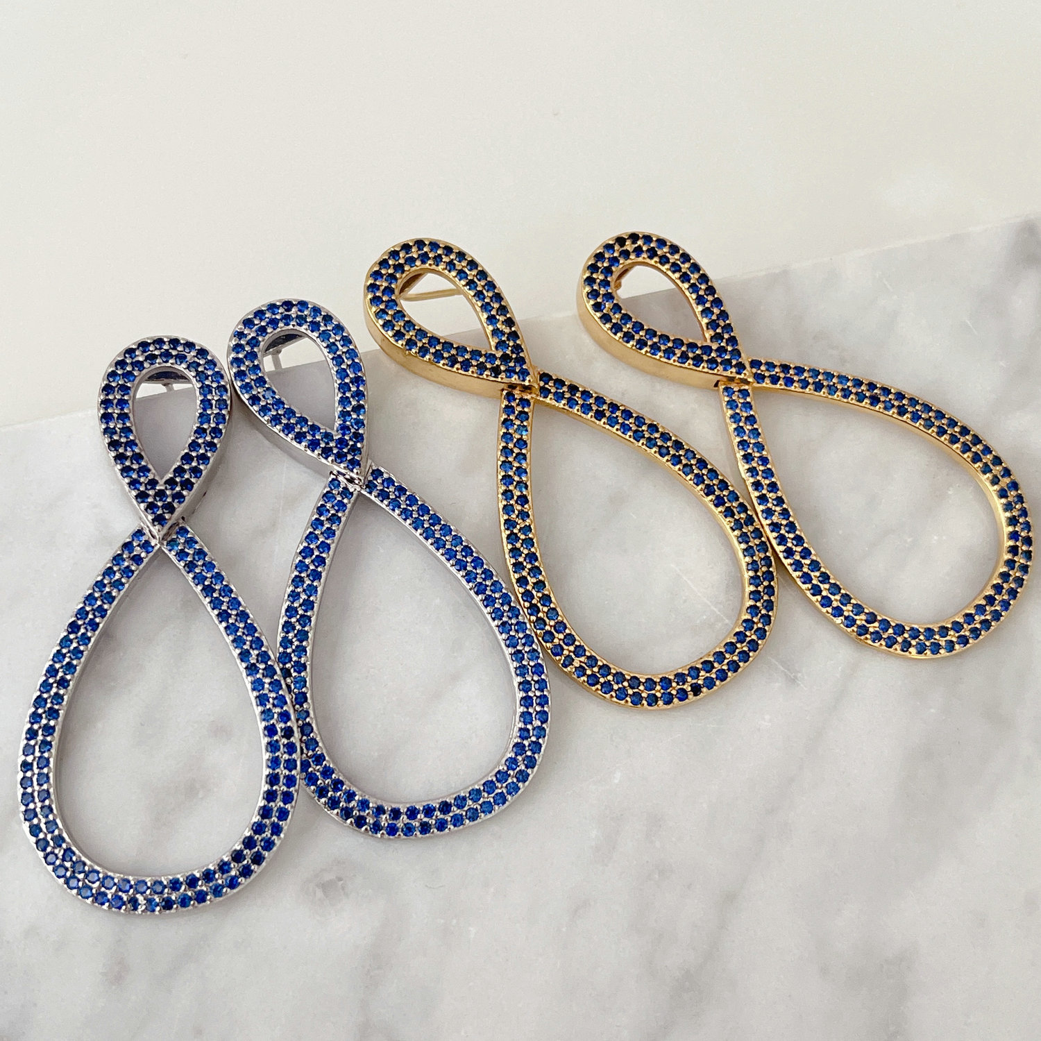 Blue zircon 8 worlds earrings