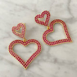 Pave red zircon heart earrings