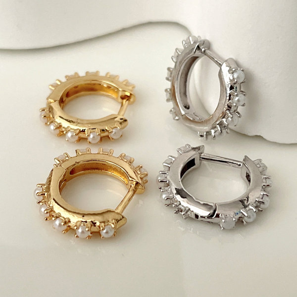 Small pearl hoop earrings