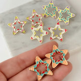Enamel star earrings