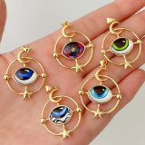 Star moon evil eye pendant
