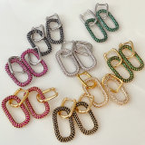 Long square charm hoops earrings