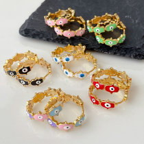 Enamel hand hoop earrings