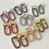 Long square charm hoops earrings