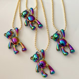 Color bear charm with dot chain