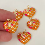Enamel orange heart pendant