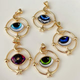 Star moon evil eye pendant