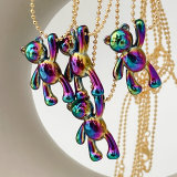 Color bear charm with dot chain