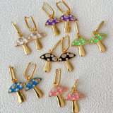 Pave mushroom charm hoops