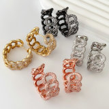 Pave chain big hoop earrings