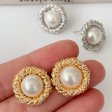 Pearl stud earrings