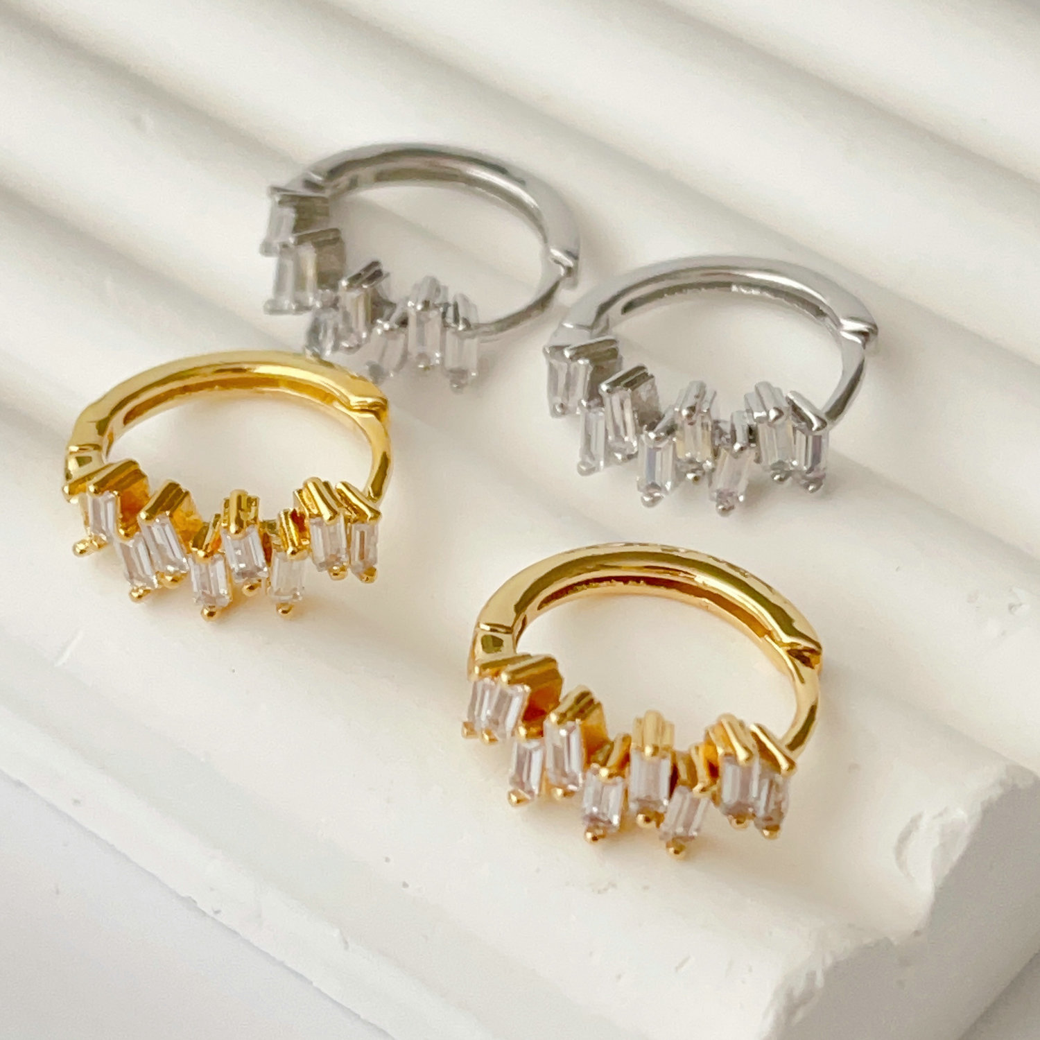 Pave zircon hoops earrings